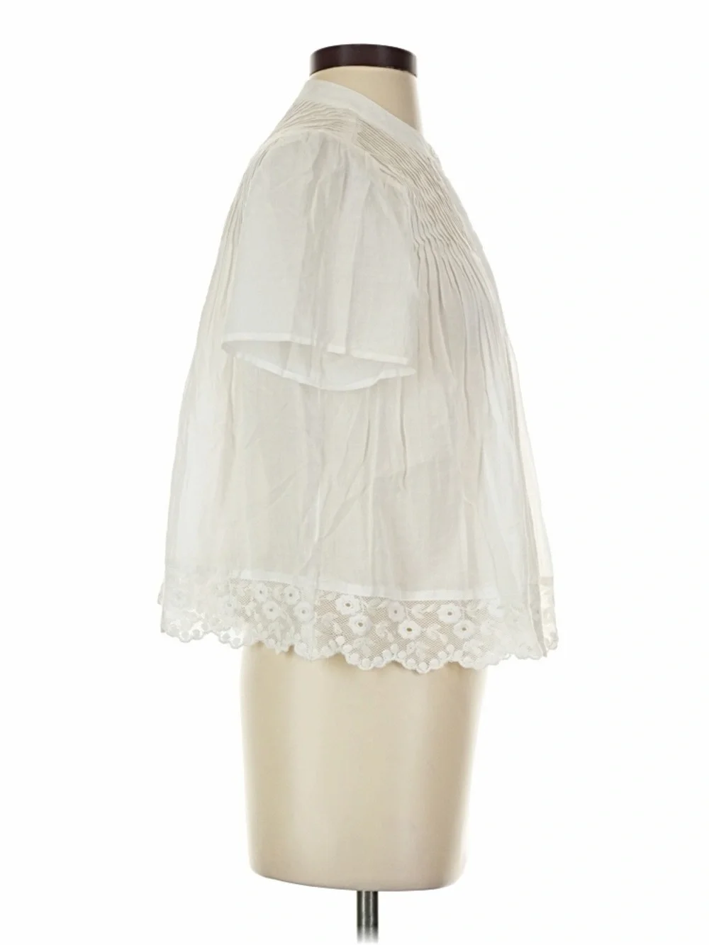 J.Crew Lace Trip Pintuck Top in Cotton Voile